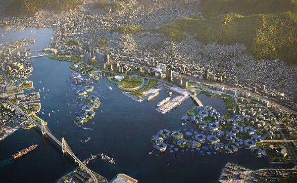 Oceanix Busan in the Republic of Korea is designed as the worlds first prototype sustainable floating city.