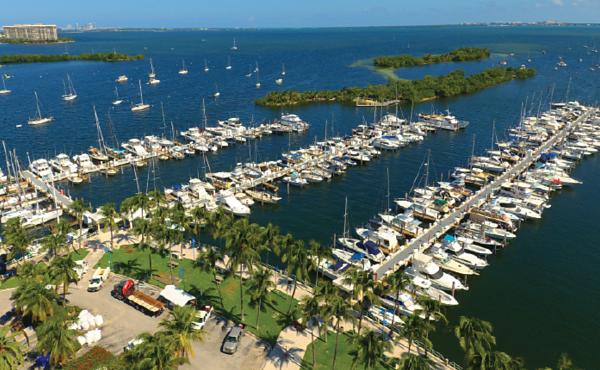 Dinner Key Marina, with 587 slips, is the largest marina on the eastern US seaboard.