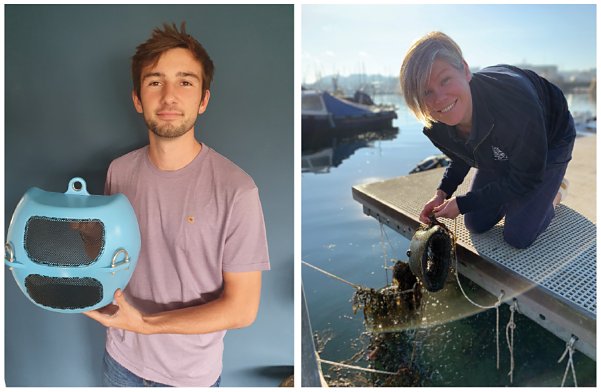 Bournemouth University Alex Croasdell (left) and Vicki Spooner, Falmouth Harbour environmental manager (right).